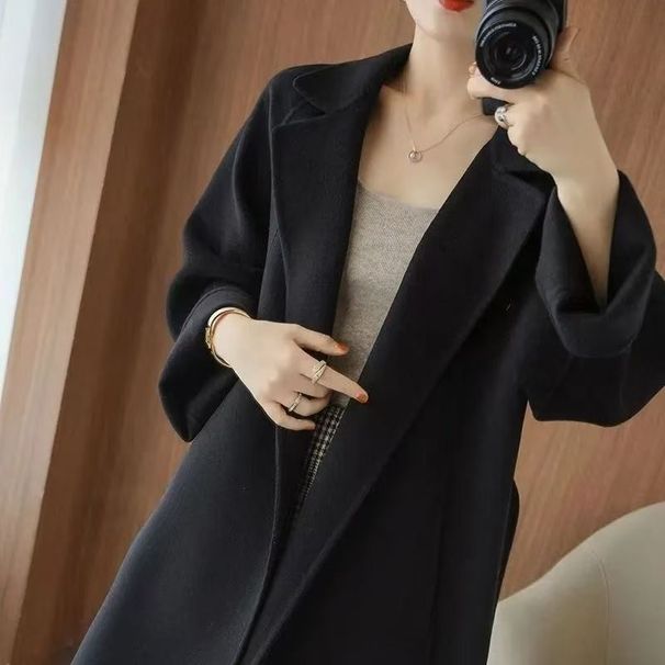 Women's Clothing 200 Pounds Fat MM Woolen Coat Female Long Knee Length Loose Large Size High End Coat Autumn And Winter New Style_ecoleips.com