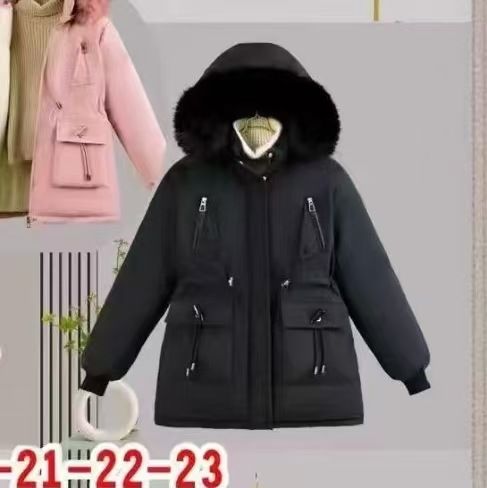 girl Girl Parker Women 2025 New Winter Fleece Coat Small Size Extended Down Waist-Cinching Thick Cotton Jacket_ecoleips.com