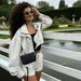 Women Polka Dot Stand Collar Zip Up Cropped Jacket, Loose Long Sleeve Drawstring Hem Casual Bomber Coat_ecoleips.com