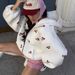 Women's Oversized Cherry Print Zip Up Hoodie, Soft Casual Long Sleeve Hooded Sweatshirt, Loose Fit Lightweight Streetwear Jacket For Daily Wear, Trend_ecoleips.com
