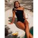 Women's Glossy Fabric One Piece Swimsuit With Metallic Trim Thin Straps New 2026 Style_ecoleips.com