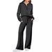 Aria Basics Aria Basics 2025 European And American Foreign Trade Autumn Winter Casual Sports Zipper Long Sleeve Sweatshirt Wide Leg Pants_ecoleips.com