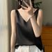 Satin Double Shoulder Strap Vest For Women 2025 Summer New V-Neck Short Elegant Sleeveless Blazer Inner Top T-Shirt_ecoleips.com