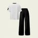 Women's Summer Fashion Letter Print Soccer Jersey T-Shirt Set with American Straight Leg Pants European And American Style Two-Piece Outfit_ecoleips.com
