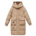 Women's Winter Long Puffer Coat With Hood, Oversized Fit, Thickened Down Alternative, Multiple Pockets, Knee-length Warm Jacket_ecoleips.com