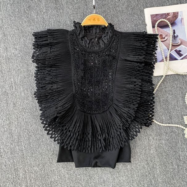 Premium Women's Butterfly Wing Blouse Trendy Beaded Sleeveless Top Youthful Design for Summer Ethereal Look_ecoleips.com