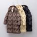 girl Girl Pinghu Chixin 90 New National Standard White Duck Winter Long Simple Fashion Wave Hooded Thickened Down Jacket For Women_ecoleips.com