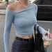 Women's Clothing Spring And Autumn New Hot Girl Pure Desire Style Off Shoulder Bottoming Shirt Women's T Shirt Slim Fit Off Shoulder Top_ecoleips.com