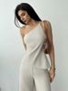 Women's Asymmetrical Ruffled Backless Top And High Waisted Trousers Two Piece Set Summer New Arrival_ecoleips.com