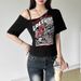 Spring Women's Off-Shoulder Crop Top Hollow Print Street Fashion European American Style Versatile Hot Girl T-Shirt_ecoleips.com