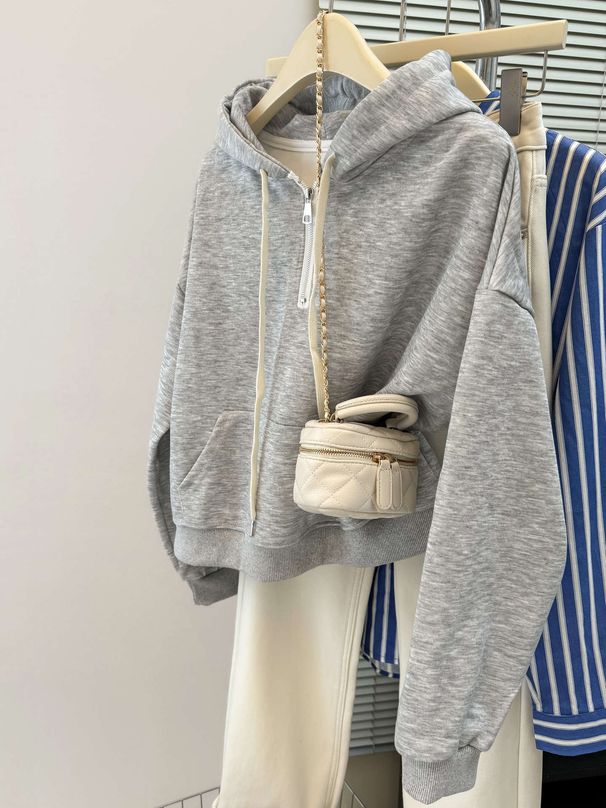 European American Real Shot 2025 Spring And Autumn Thin Hooded Sweatshirt For Women, Korean Style, Loose, Casual,_ecoleips.com