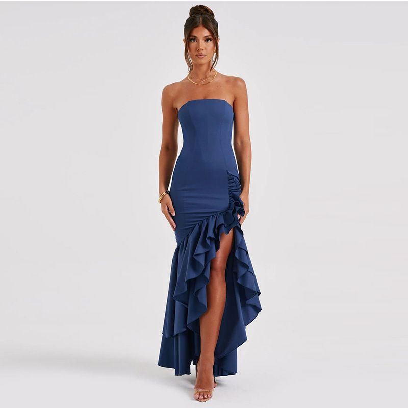Fashionable Sexy Off-Shoulder Strapless Evening Dress Irregular European And American Style Women's New Arrival 2025_ecoleips.com