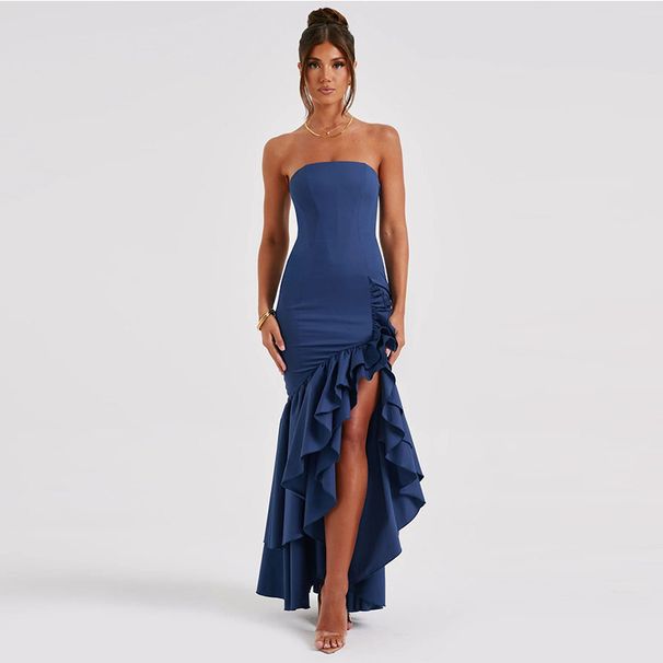 Fashionable Sexy Off-Shoulder Strapless Evening Dress Irregular European And American Style Women's New Arrival 2025_ecoleips.com