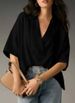 Aria Basics Aria Basics 2026 European And American Foreign Trade Women's Summer New Short-sleeved Turn-down Collar Casual Loose Top Solid_ecoleips.com