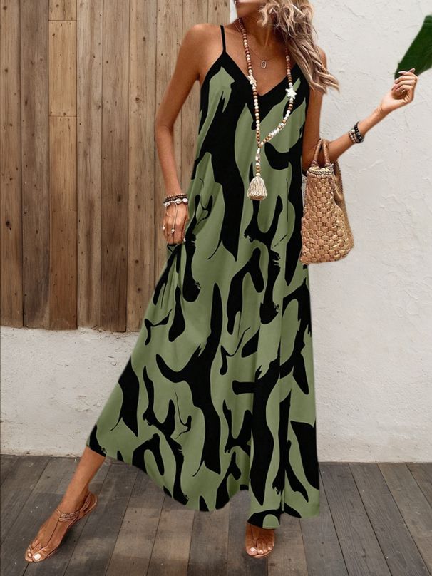Women's Clothing Women's Sexy Printed Sleeveless Suspender Dress Fashion Casual Spring/Summer For Formal & Casual For Women_ecoleips.com