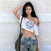 Summer New Women's Short Asymmetrical Neck Off-Shoulder Top Street Style Versatile Short Sleeved Hot Girl American Clothing_ecoleips.com