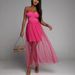 Women's Clothing New Mesh Perspective Elegant Multi Color Dress_ecoleips.com