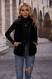 Women's lapel sleeveless loose striped zipper plush casual waistcoat_ecoleips.com