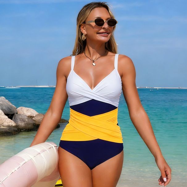 Women's Clothing American Style One Piece Swimsuit For Women Color Block Sporty Sexy Bikini 2026 New_ecoleips.com