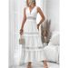 VCAY Women's Lace Splicing V Neck Sleeveless Dress Summer New_ecoleips.com