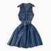 Denim Skirt Design Halter Neck Waist Short Small A Line Puffy Pleated Dress_ecoleips.com