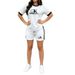 Women's Summer Short Sleeve Shorts Set Lightweight And Breathable GK Letter Double Stripe Print Fashionable Clothing_ecoleips.com