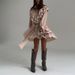 Women's Clothing Summer New Style Temperament Design V-neck Ruffled Trumpet Sleeve Short Dress_ecoleips.com