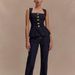 K Women's Button Up High Waisted Denim Top And Pants Set_ecoleips.com