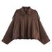 Women's Trendy Lapel Zip Up Jacket Street Style Retro Suede Outerwear_ecoleips.com