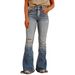 Elegant Distressed Flare Jeans For Women – Vintage Washed Denim With Double Button Detail_ecoleips.com