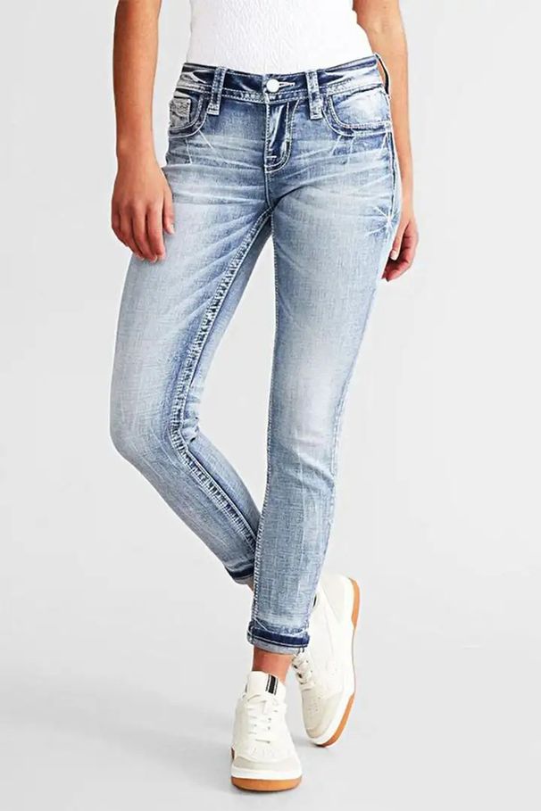 Women's Slim Fit Jeans European And American Style Versatile Embroidered Skinny Pants_ecoleips.com