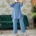 Verve Quality 2025 New Muslim Solid Color Long Sleeve Button Pocket Shirt And Pants Two-Piece Set_ecoleips.com