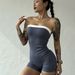 European American Style Women's Sleeveless Strapless Patchwork Sexy Nightclub Outfit Bodycon Top off Shoulder Waist Cinching Thin Design_ecoleips.com
