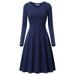 Women's Solid Color Round Neck Long Sleeve Loose Dress Fashion For Europe And America_ecoleips.com