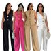 TW889 Women's Elegant Solid Color Gold Button Vest And High-Waisted Wide Leg Pants Set European And American Style Cross Border Fashion_ecoleips.com