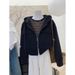 Loose Casual Versatile Hooded Zipper Short Cardigan Sweater Jacket Women's Top_ecoleips.com