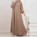 Women's Clothing Modest Abaya Dress Round Neck Long Robe Modest Muslim Abaya Dress – Solid Color Polyester Maxi With Round Neck & Long Sleeves_ecoleips.com