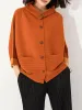 Miyake Pleated Autumn New Coat Women's 2023 French Retro Elastic Horizontal Fold Loose Large Size Single-breasted Versatile Top_ecoleips.com
