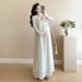 Autumn New Korean Fashion Maternity Dress Two-Piece Set With Strap Cardigan_ecoleips.com