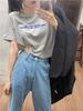 Summer Loose Ort Sve T-irt Women's Korean Sle Printed Letter Top Casual Commute Sle Round Ne Ort Length_ecoleips.com