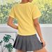 AD457 Quality Model 2025 Summer Girl's Style Fresh And Sweet Polyester Cardigan V-Neck Slim-Fit Women's T-Shirt_ecoleips.com