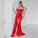 Women's Sexy One-Shoulder Evening Dress - Elegant Banquet Gown With High Slit (Perfect For Parties & Gatherings)_ecoleips.com