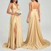 Elegant French Inspired A-Line Evening Dress Side Slit Gown for Weddings Parties And Bridesmaids Women's Party Wear_ecoleips.com