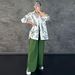 European And American Women'sNew Casual Long Sleeve Printed Shirt High Waist Split Wide Leg Pants Set_ecoleips.com
