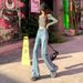Retro Blue Jeans For Women, 2025 Early Autumn New Style, High-Waisted, Loose Fit, Non-Tight-Fitting, Stretchy Flared_ecoleips.com