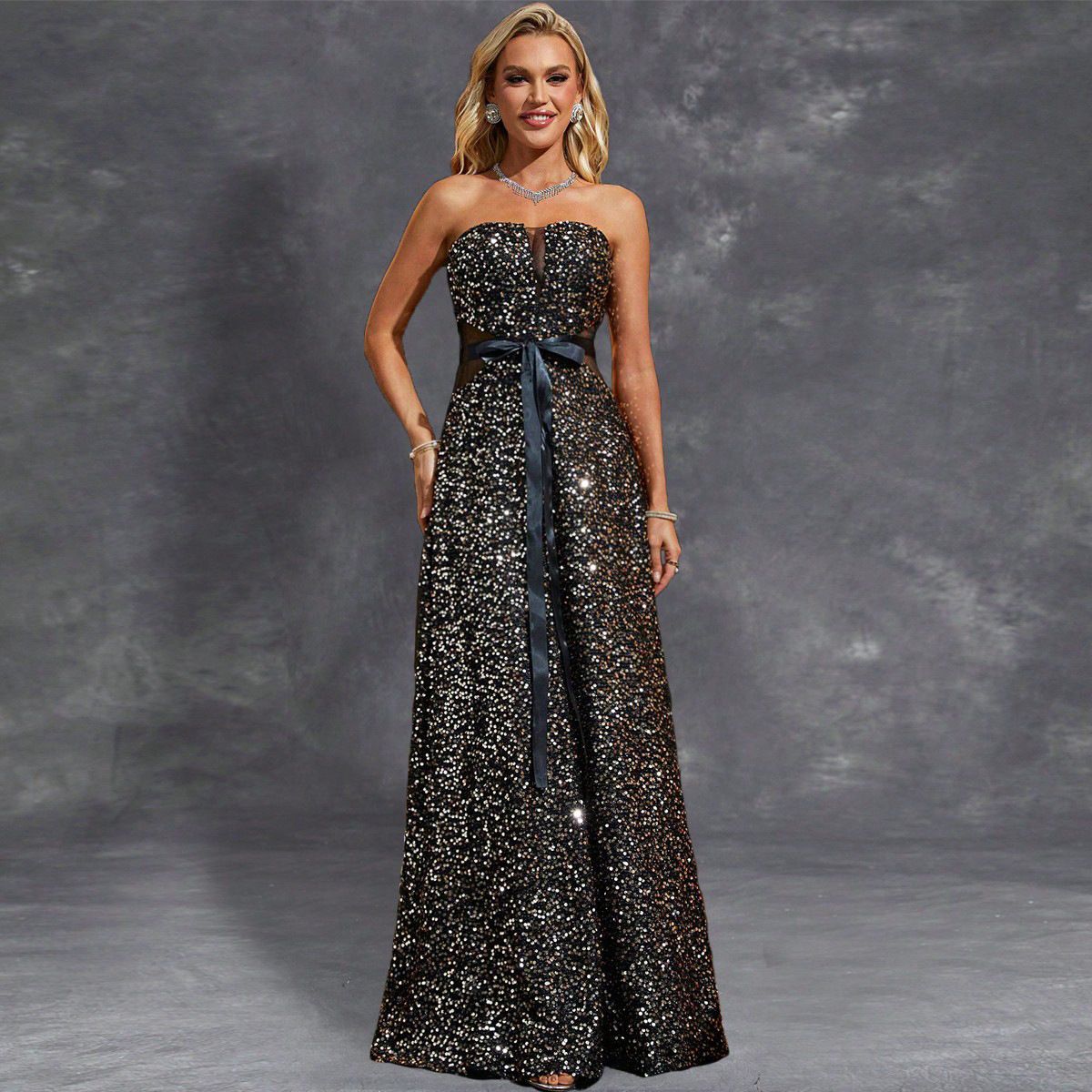 Women's evening dress for women tube top and backless sexy celebrity temperament host dress spring_ecoleips.com