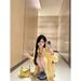 Yellow Loose-Fitting Checkered Shirt For Women, Spring Korean-Style Casual Long-Sleeved Thin Sun-Protective Jacket_ecoleips.com