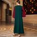 Ba3055 Wine Red And Dark Green Rhombus Hand-Sewn Glass Diamond Loose Casual Robe_ecoleips.com