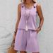 Women's Clothing Spring/Summer Elegant Two Piece Set For Women Round Neck Solid Color Style Spring Summer Sleeveless Shorts Set_ecoleips.com