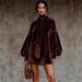 Women's Western Retro Style High Neck Suede Dress Autumn Winter New Bow Dress_ecoleips.com